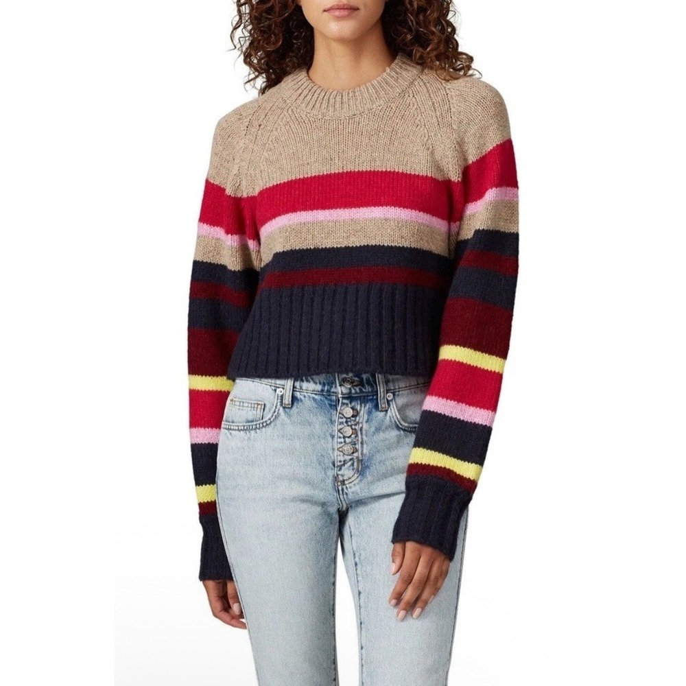 Current/Elliott Moonshine Striped Wool Sweater Womens Small Cropped Alpaca EUC